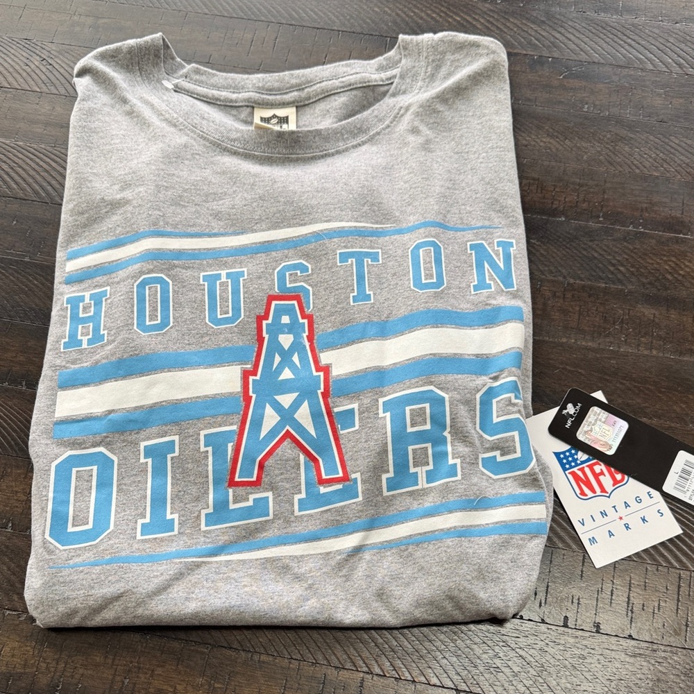 NFL Gray and Blue Houston Oilers Short Sleeve Tee